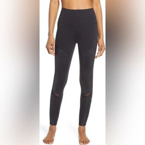 Alo Yoga High-Waist Moto Sport Leggings with Mesh Panels - Rich Navy